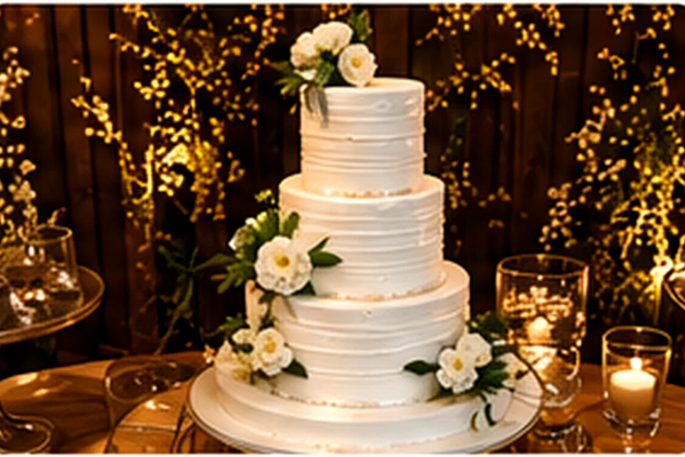 O bolo integrado à ambientação do casamento